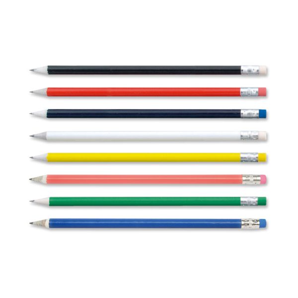 Group of Multicoloured Recycled Newspaper pencils with eraser